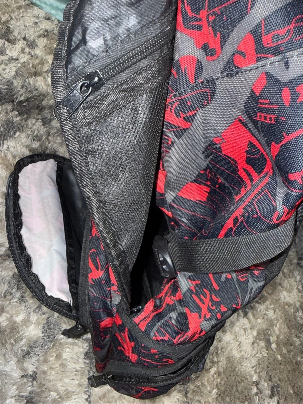 Men's Red & Gray Graphic Backpack